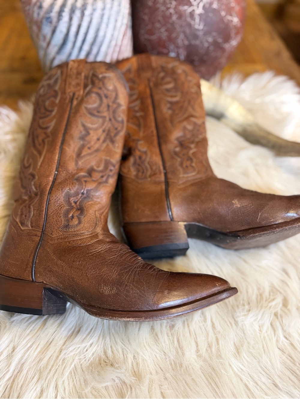 Dan Post 2255 Brown Leather Snip Toe Cowboy Boots Men’s 9.5 D Western